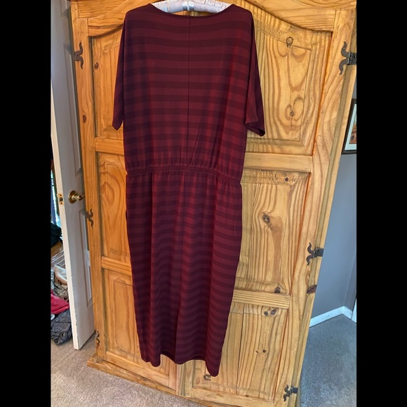 Garnet Hill striped burgundy dress L knit - Picture 2 of 9